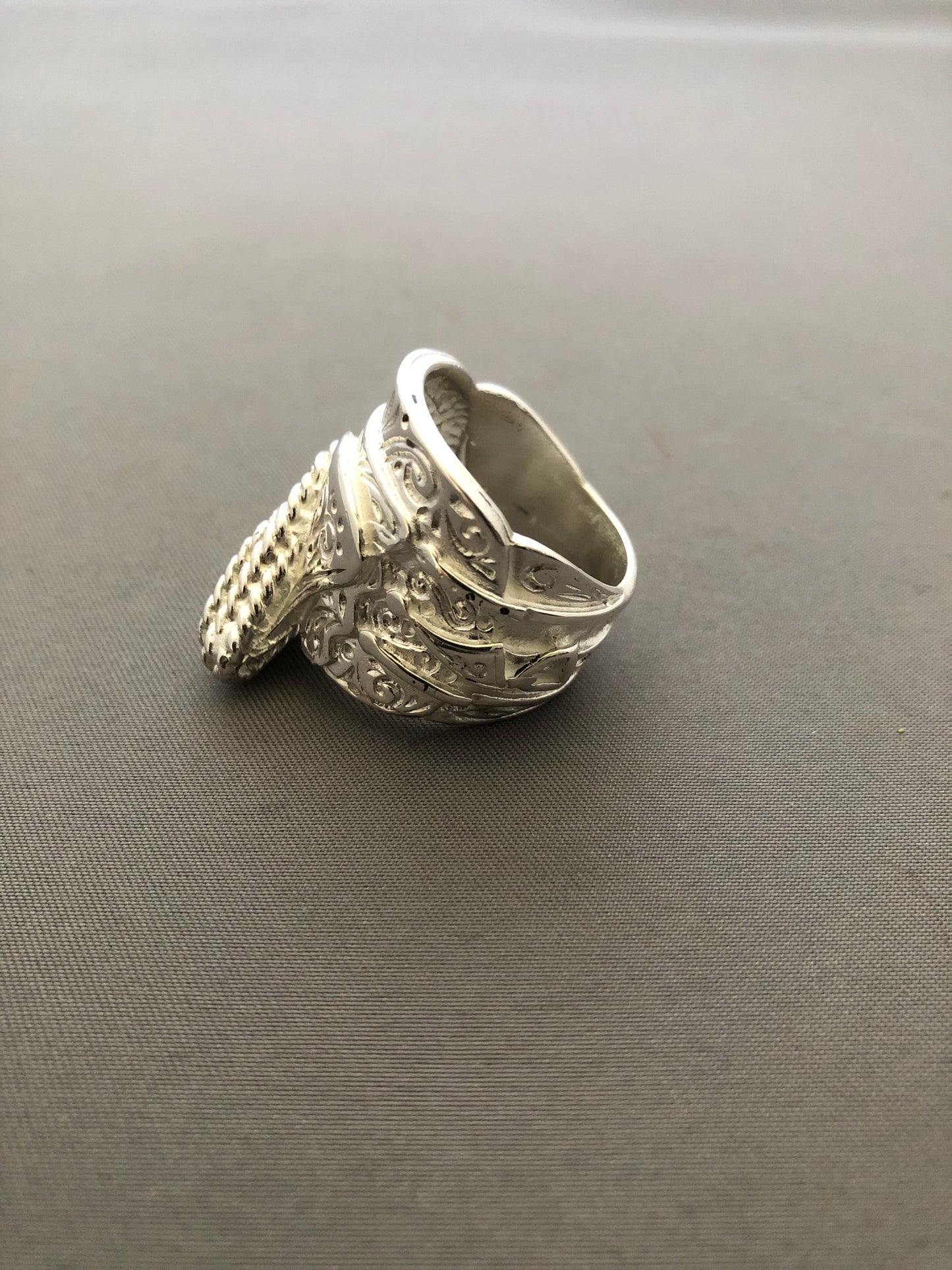 Heavy solid silver saddle ring