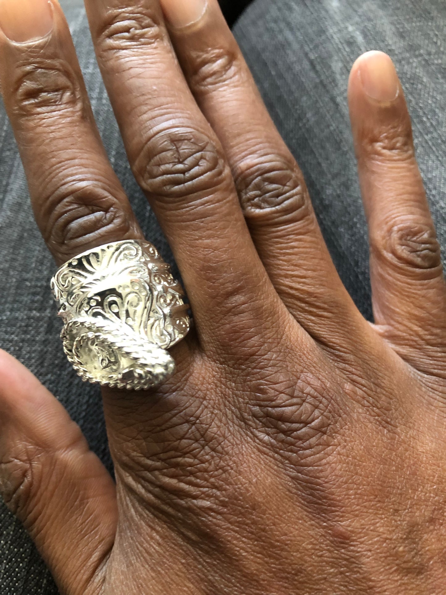 Heavy solid silver saddle ring