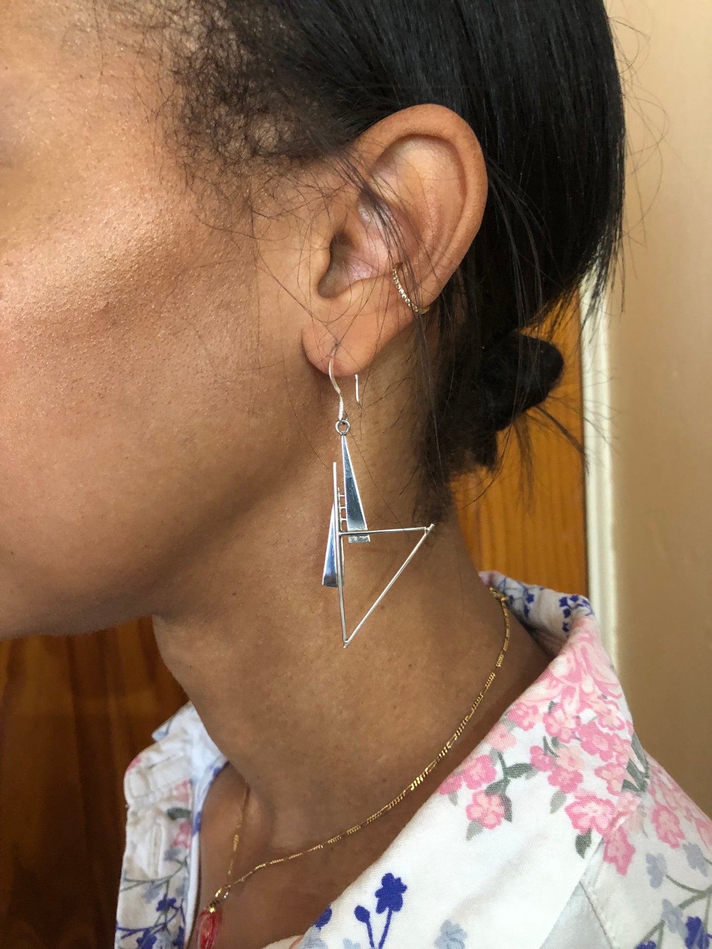 Ladies Art deco silver earrings