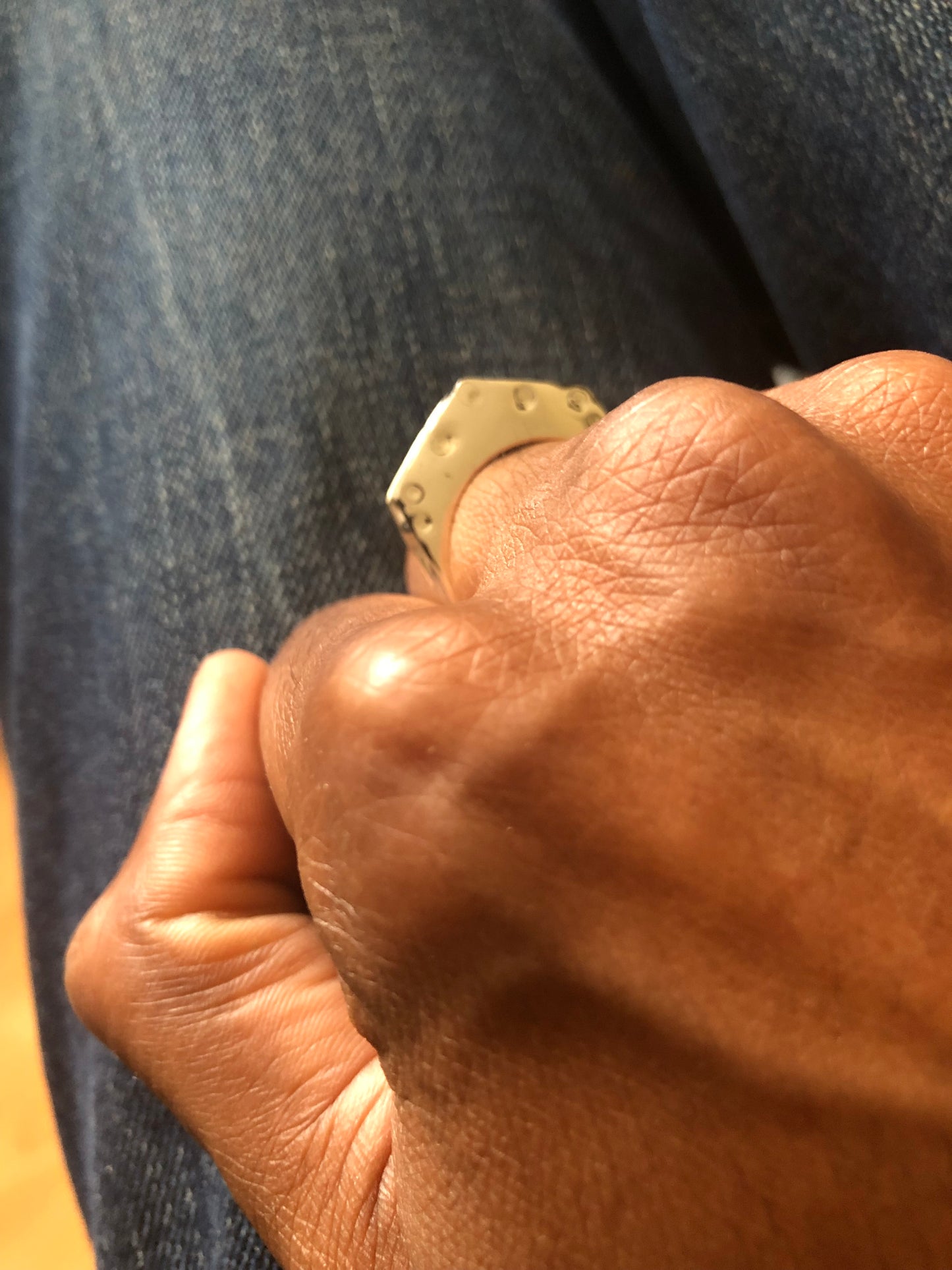 Solid silver structured ring
