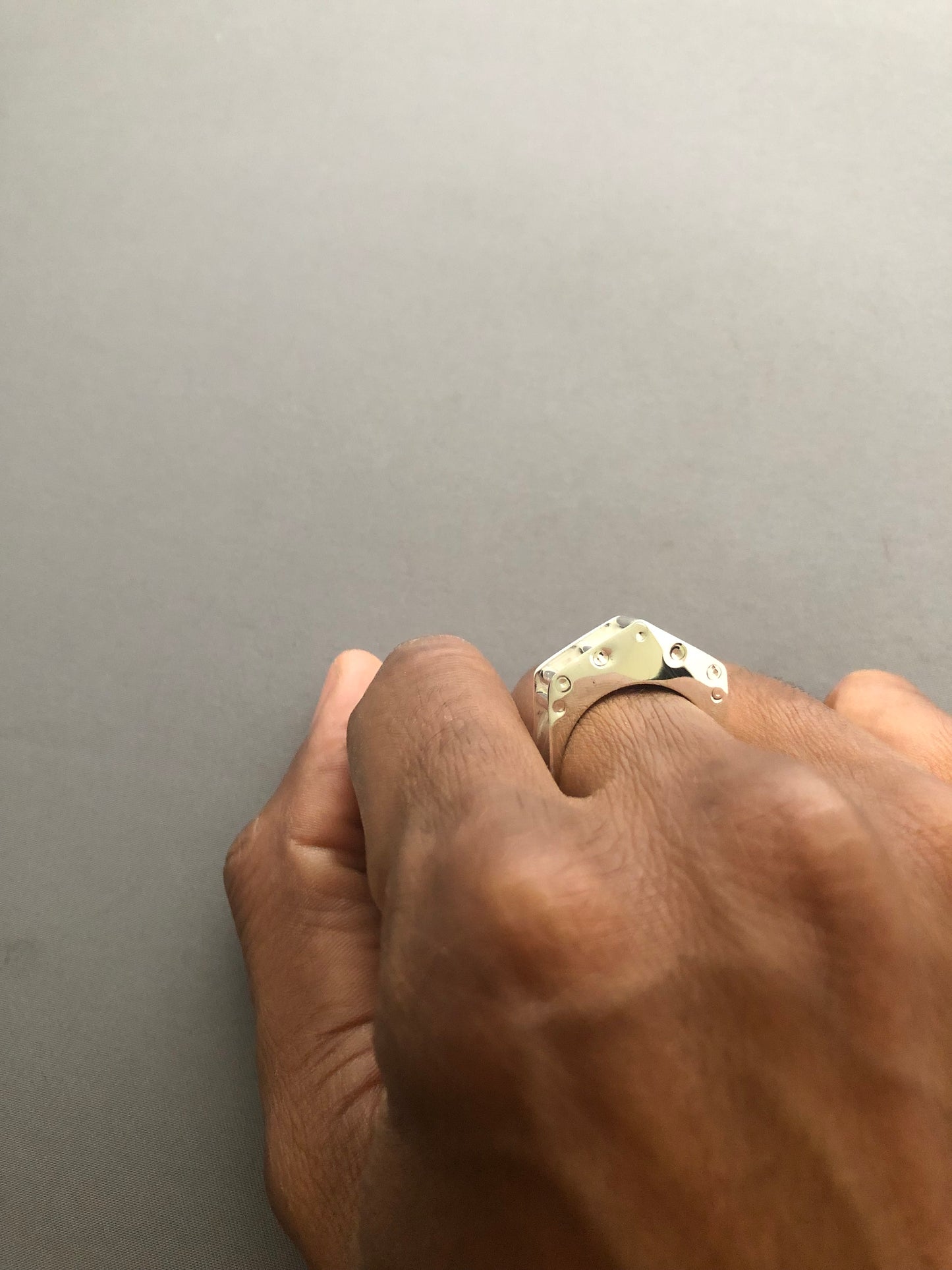 Solid silver structured ring