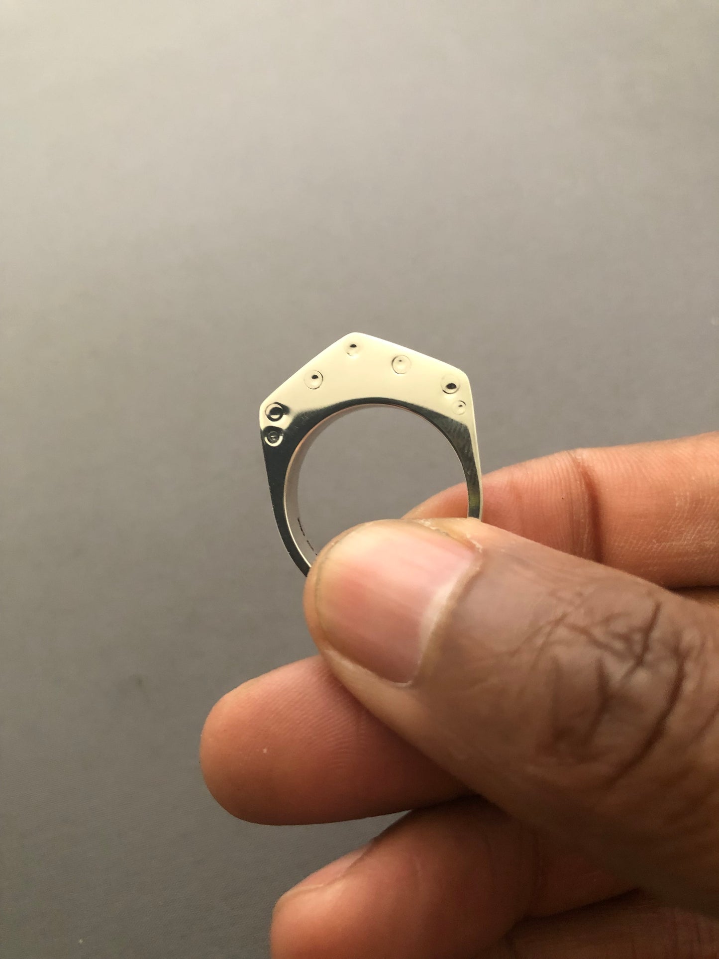 Solid silver structured ring