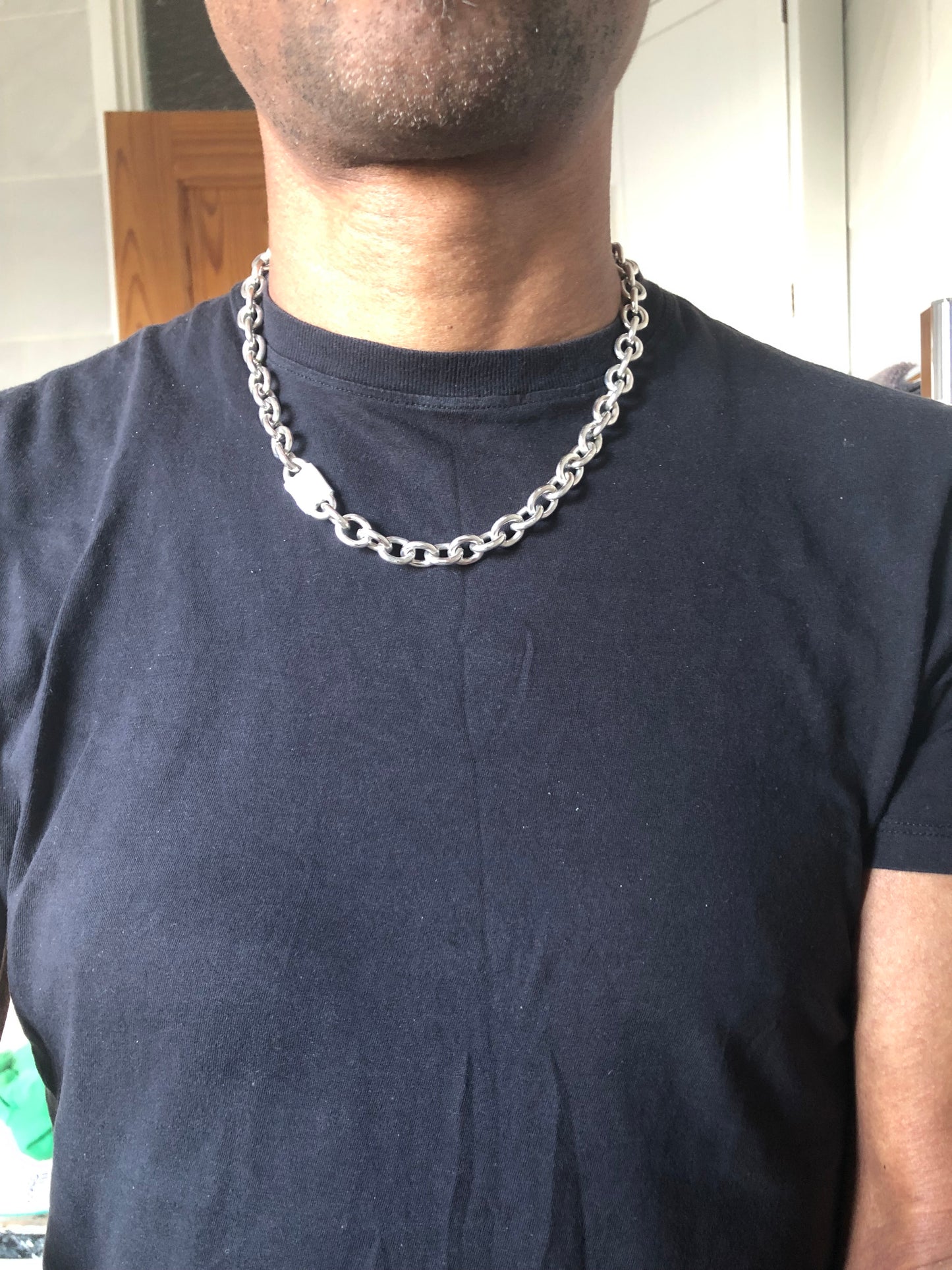 Heavy solid sterling silver large hallmarks chain