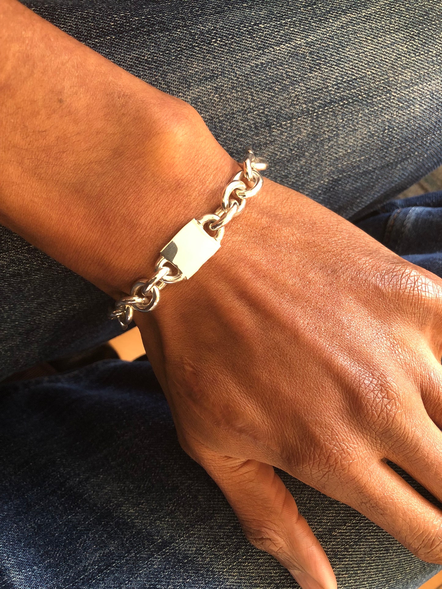 Heavy solid sterling silver large hallmarks bracelet