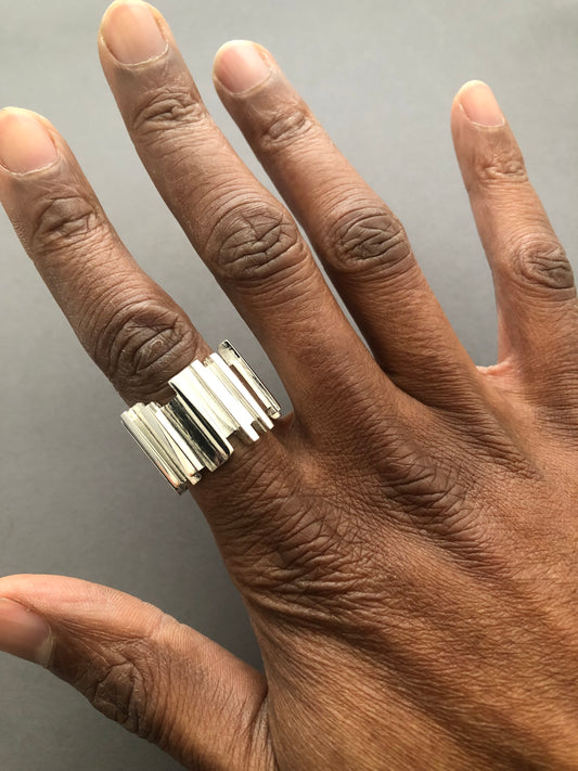 Men’s heavy solid silver Ruff Random ring