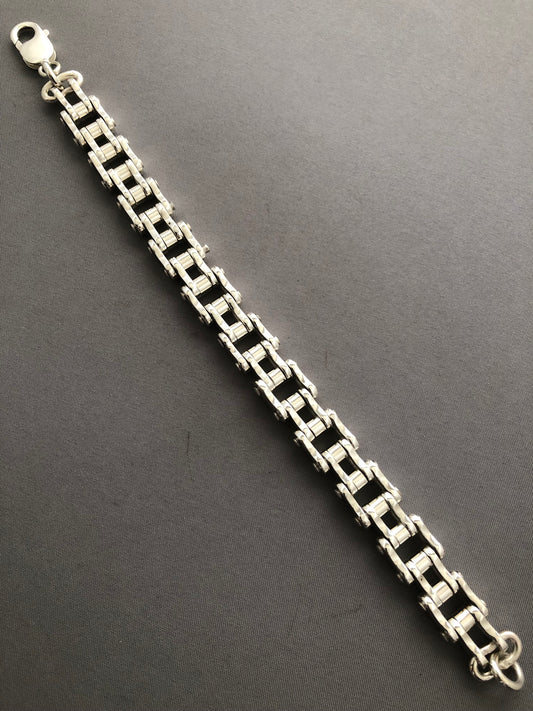 Men’s solid silver heavy bike chain bracelet