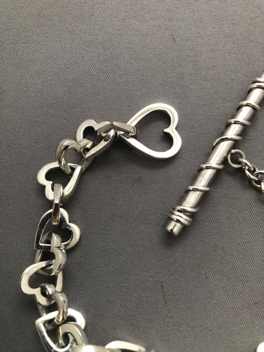 Ladies solid silver heart bracelet
