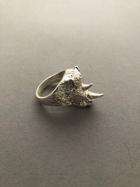 Men’s solid silver Rhinoceros ring