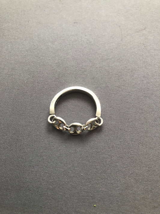 Solid silver Anchor chain ring