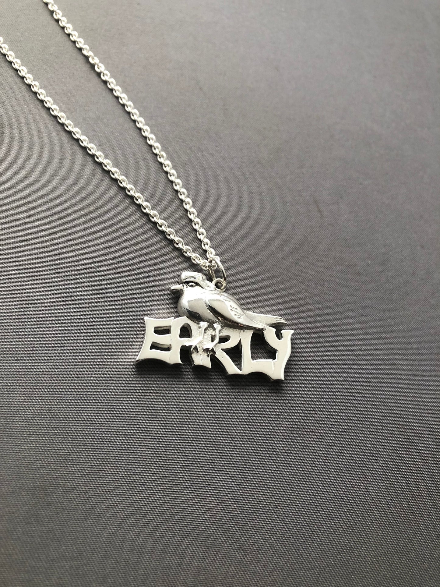 Ladies solid silver early bird pendant & chain