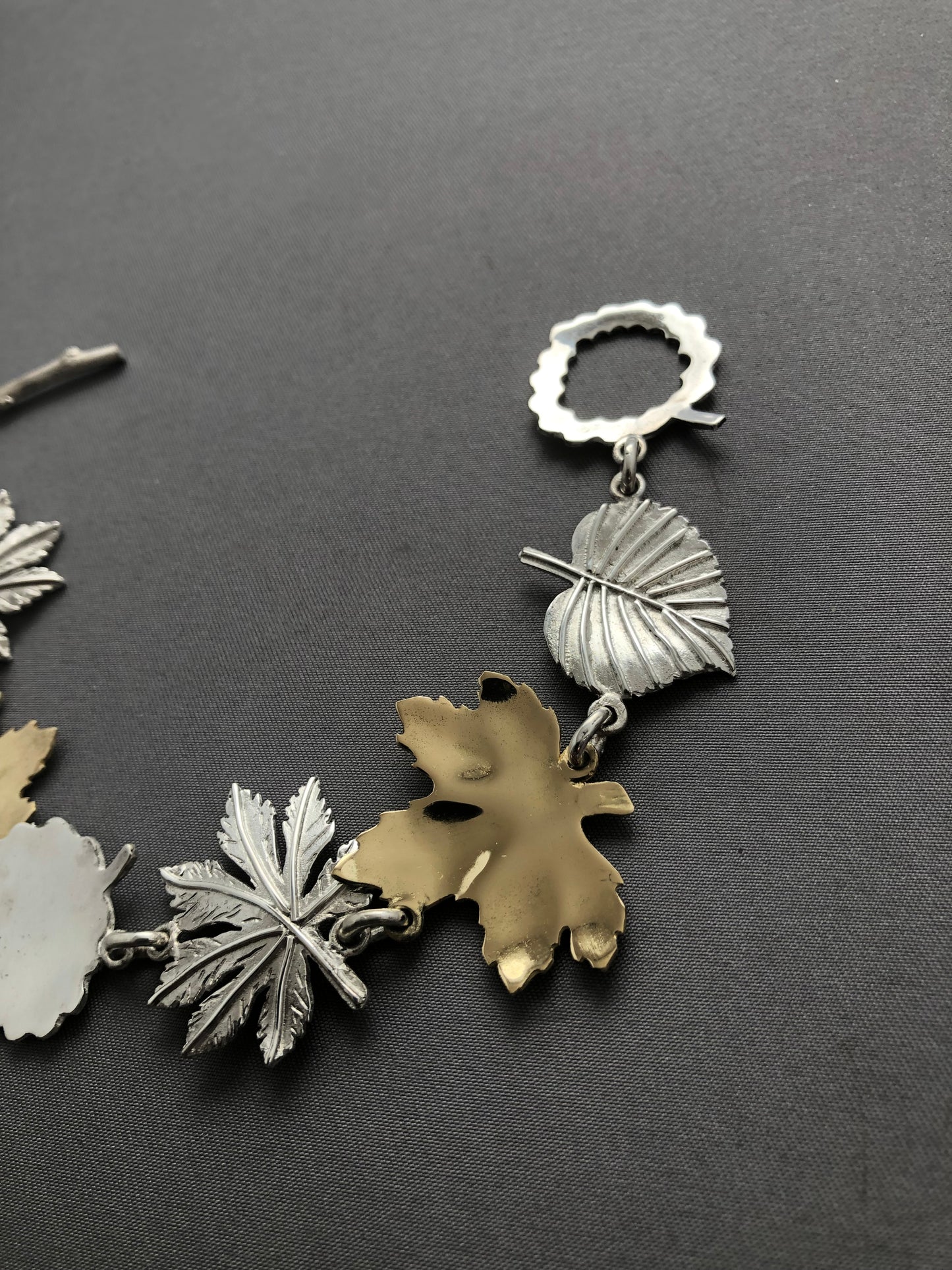 Ladies solid 18ct gold & silver Leaf bracelet