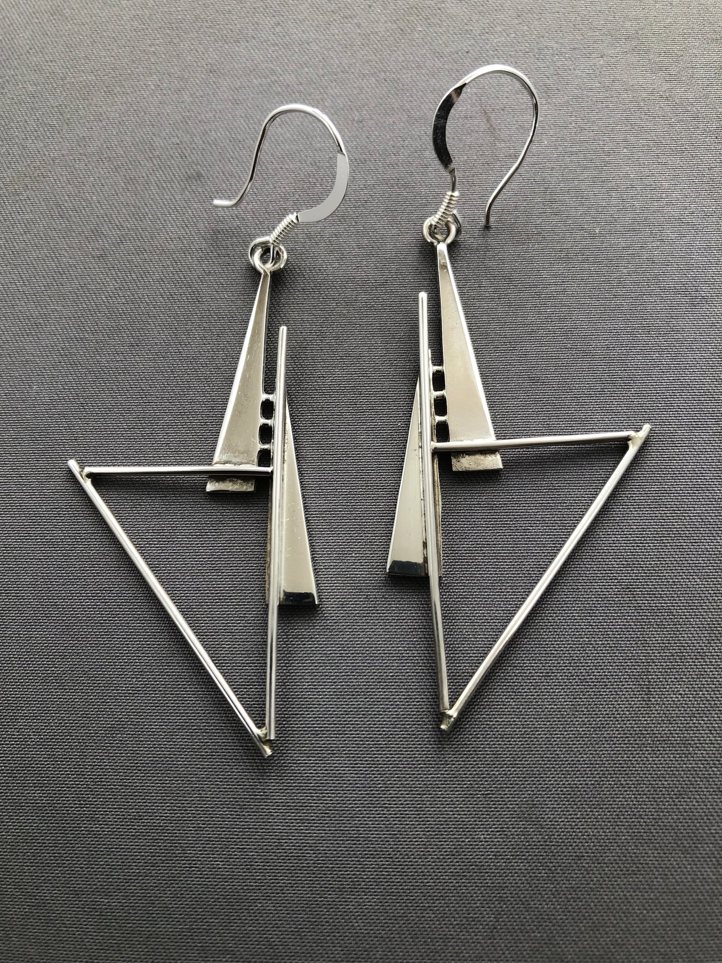 Ladies Art deco silver earrings