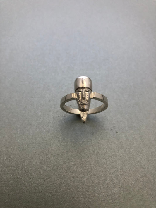 Solid silver African mask ring