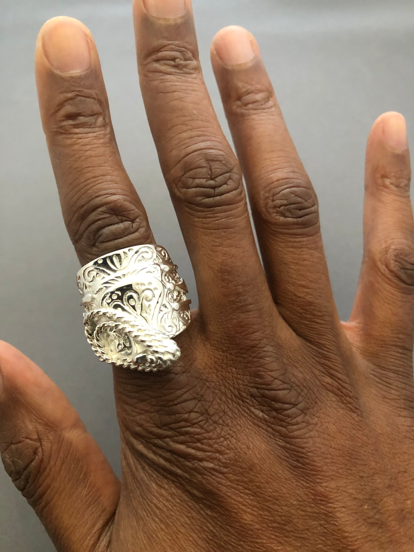 Heavy solid silver saddle ring