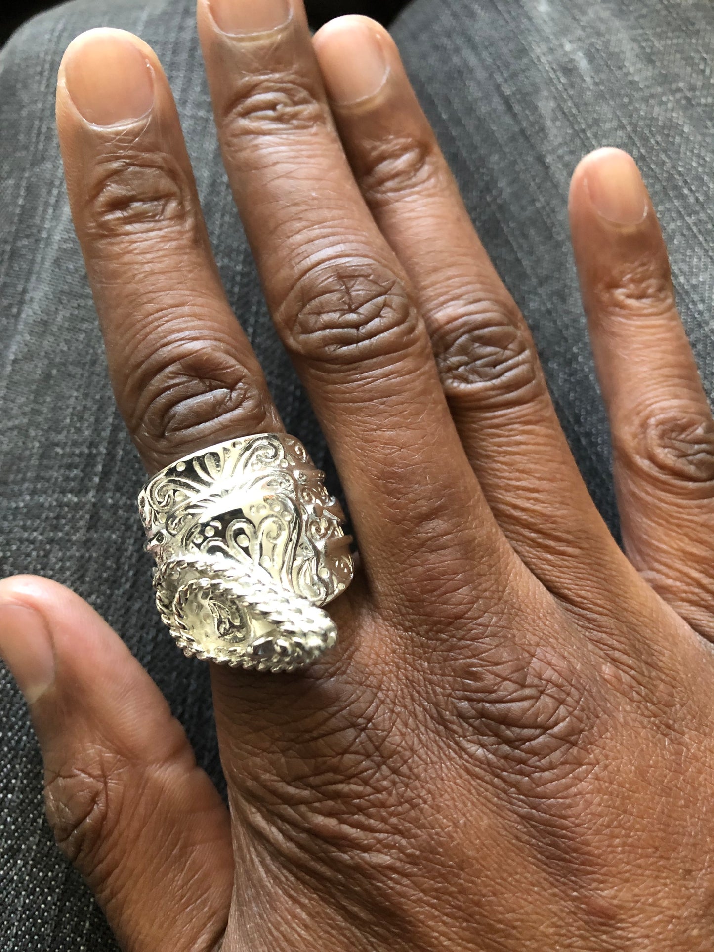 Heavy solid silver saddle ring
