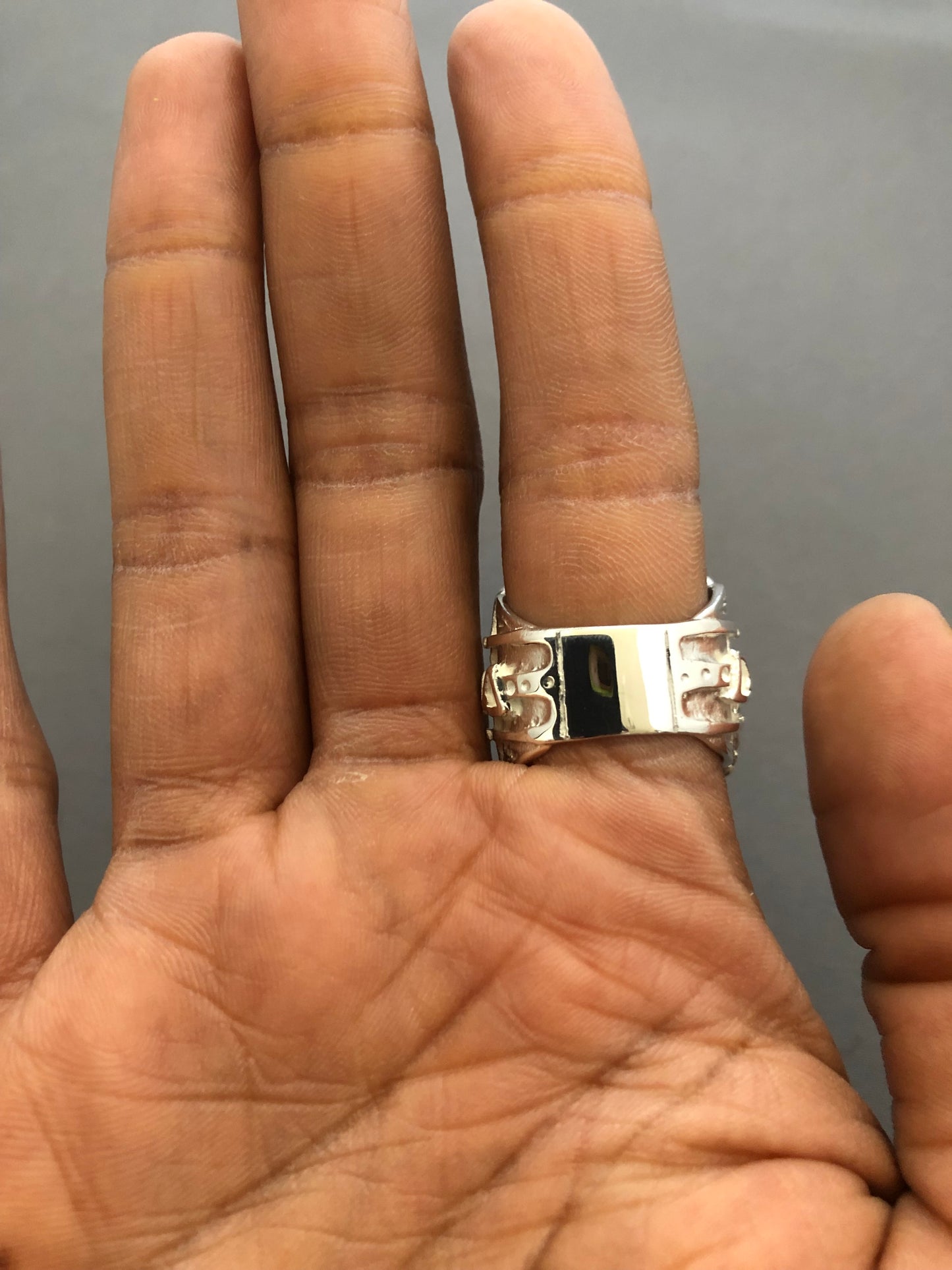 Heavy solid silver saddle ring