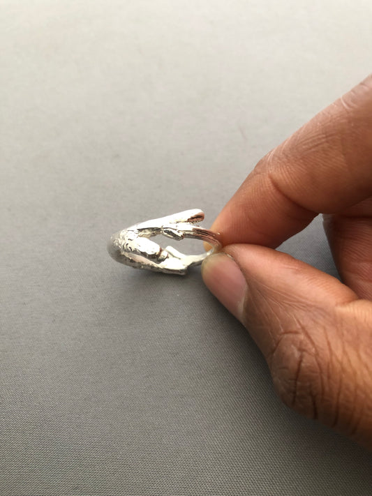 Men’s solid silver twig ring