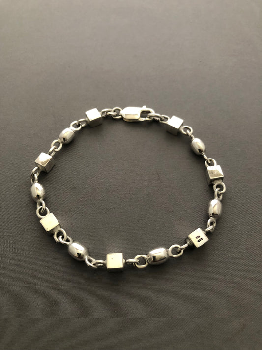 Solid silver beaded bracelet