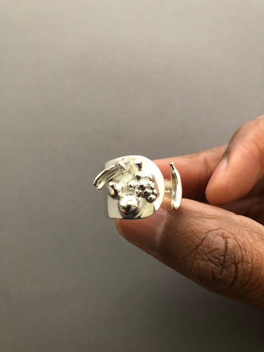 Ladies solid silver fruit ring
