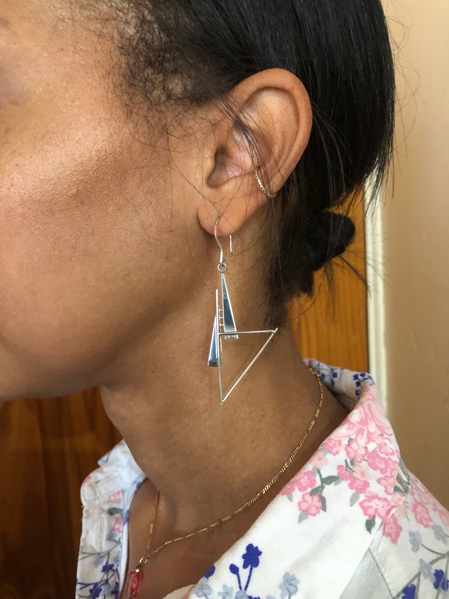 Ladies Art deco silver earrings