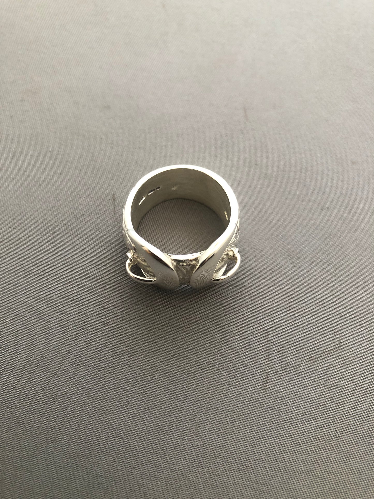 Men’s large solid silver buckle ring