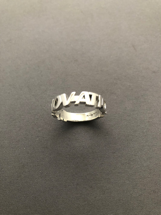 Solid silver innovation ring uppercase