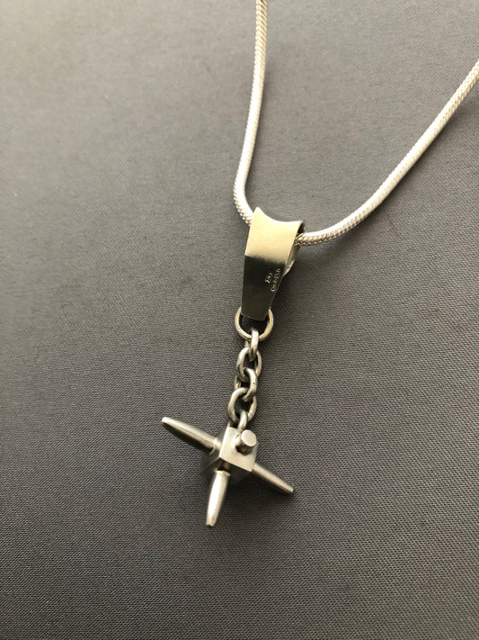 Solid silver anchor pendant & snake chain
