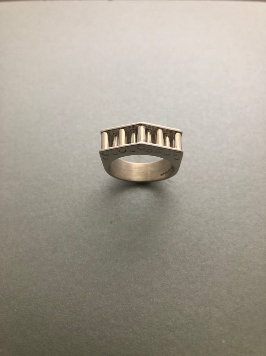 Silver structured ring