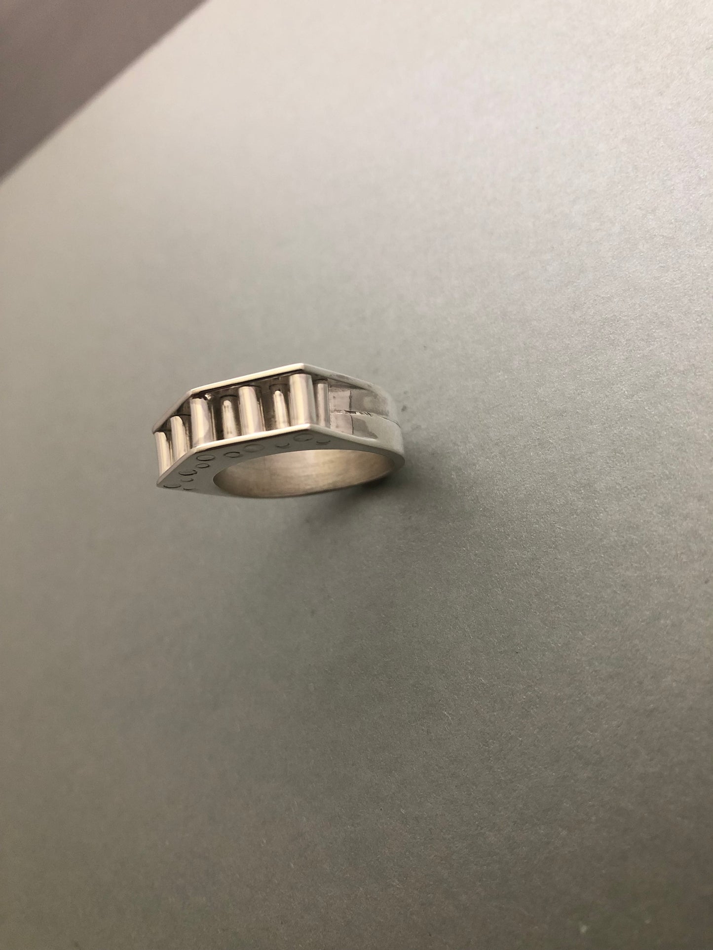 Silver structured ring