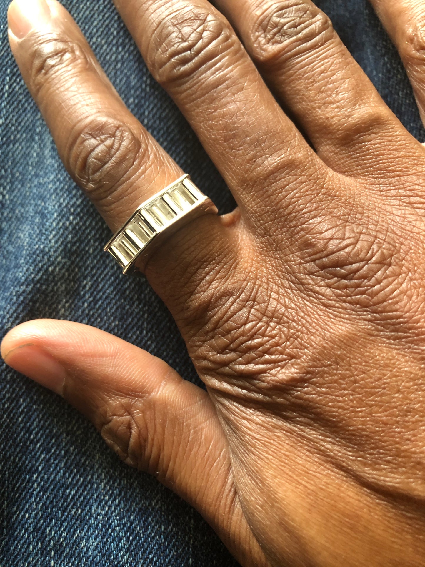 Silver structured ring