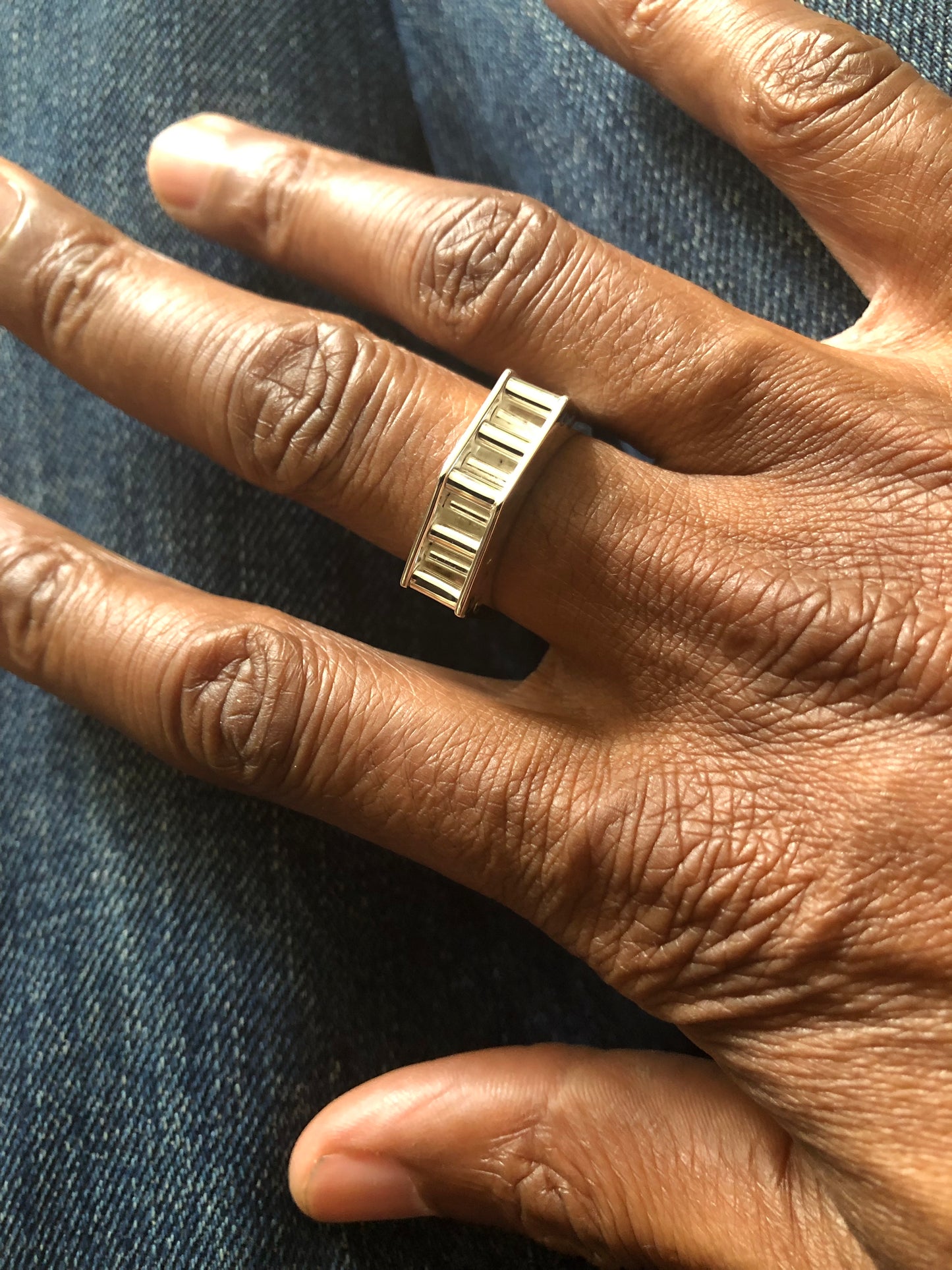 Silver structured ring
