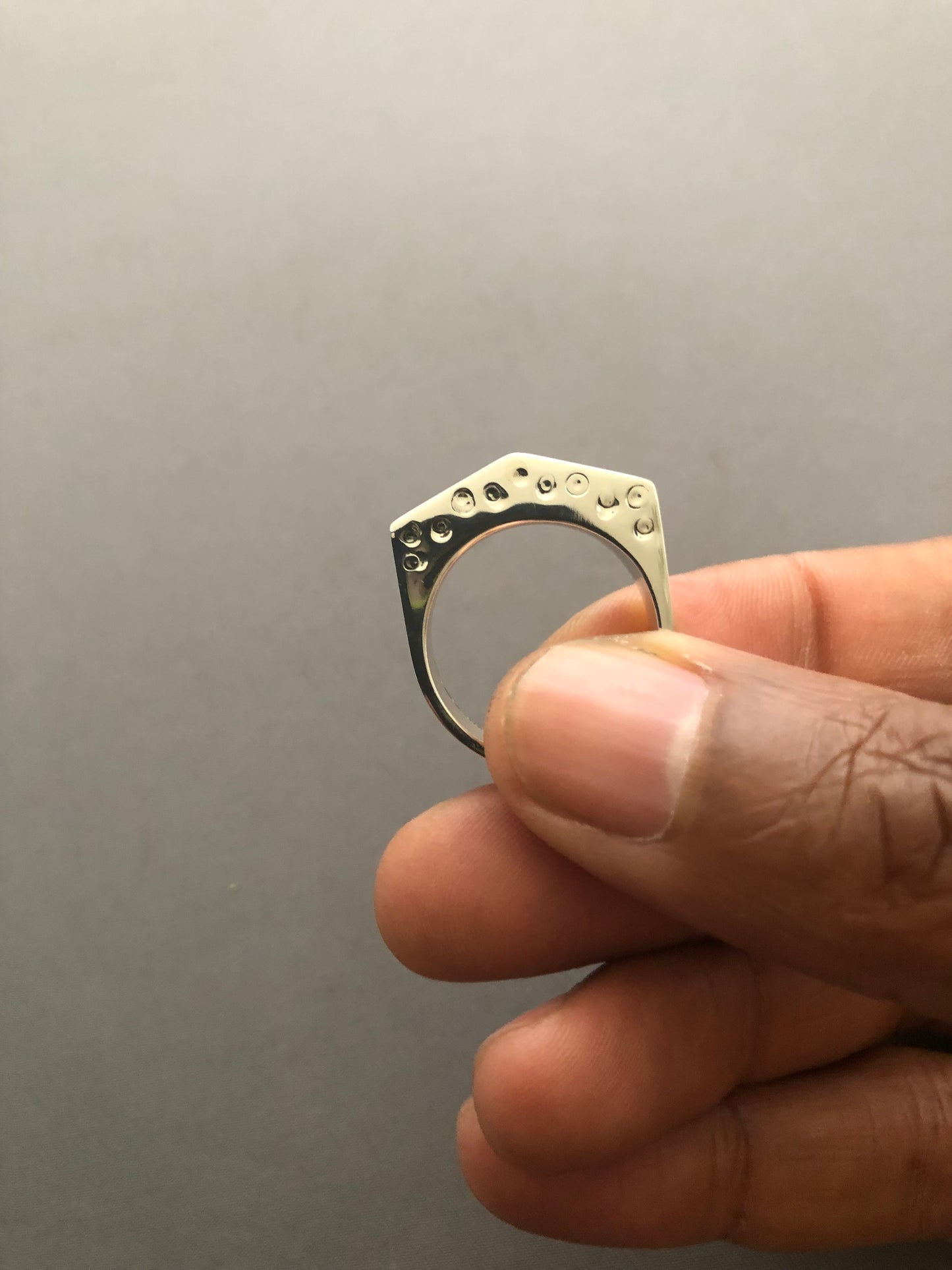 Silver structured ring