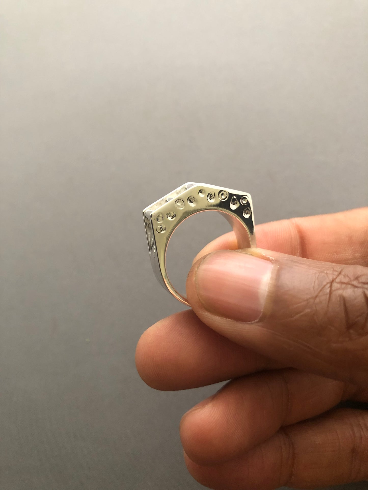 Silver structured ring