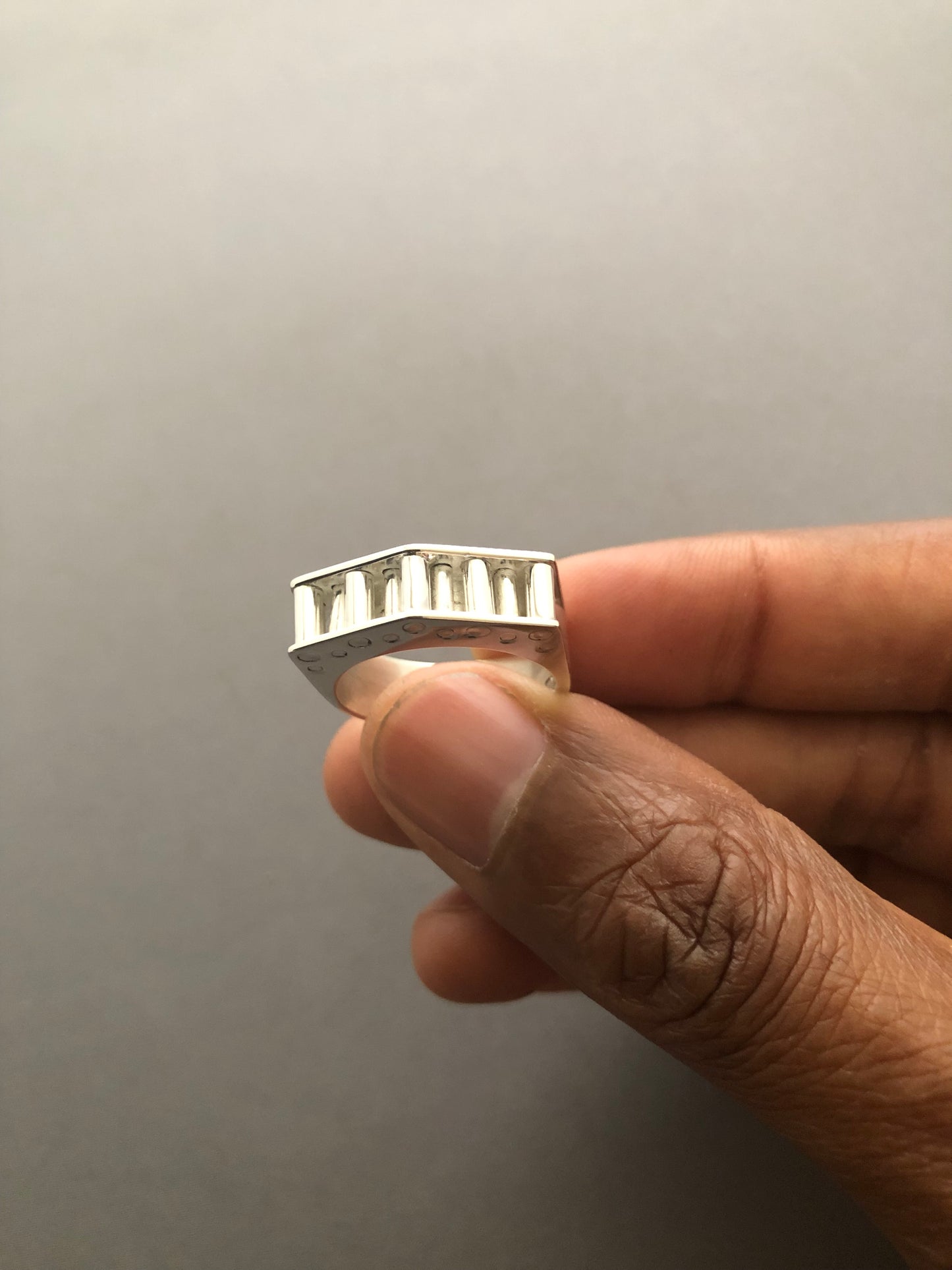 Silver structured ring