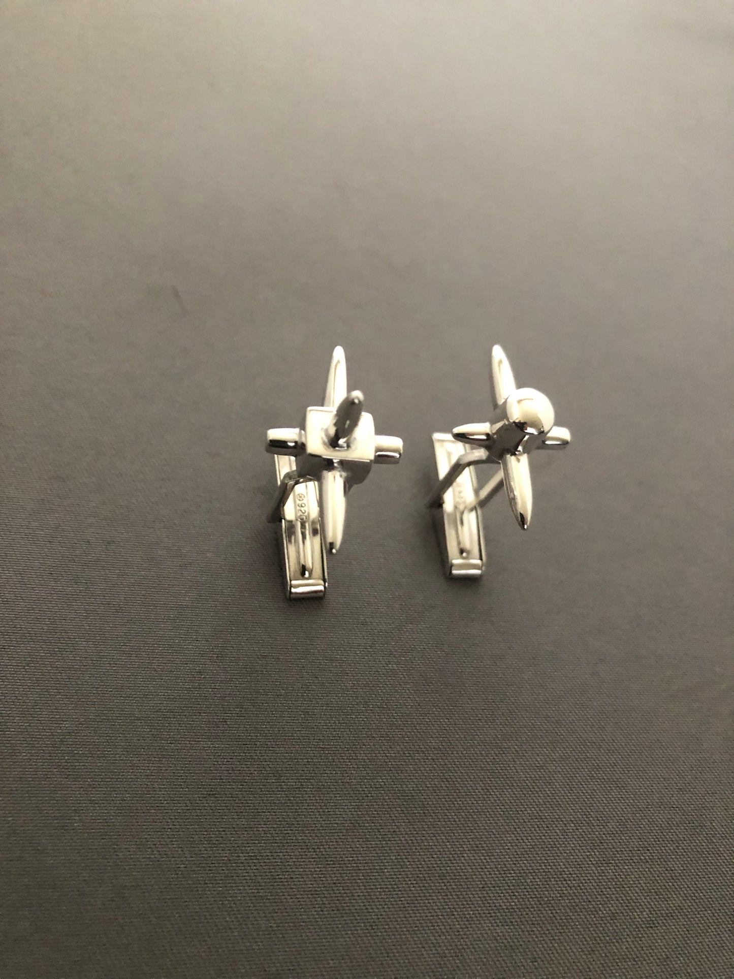 Solid silver spike cuff links