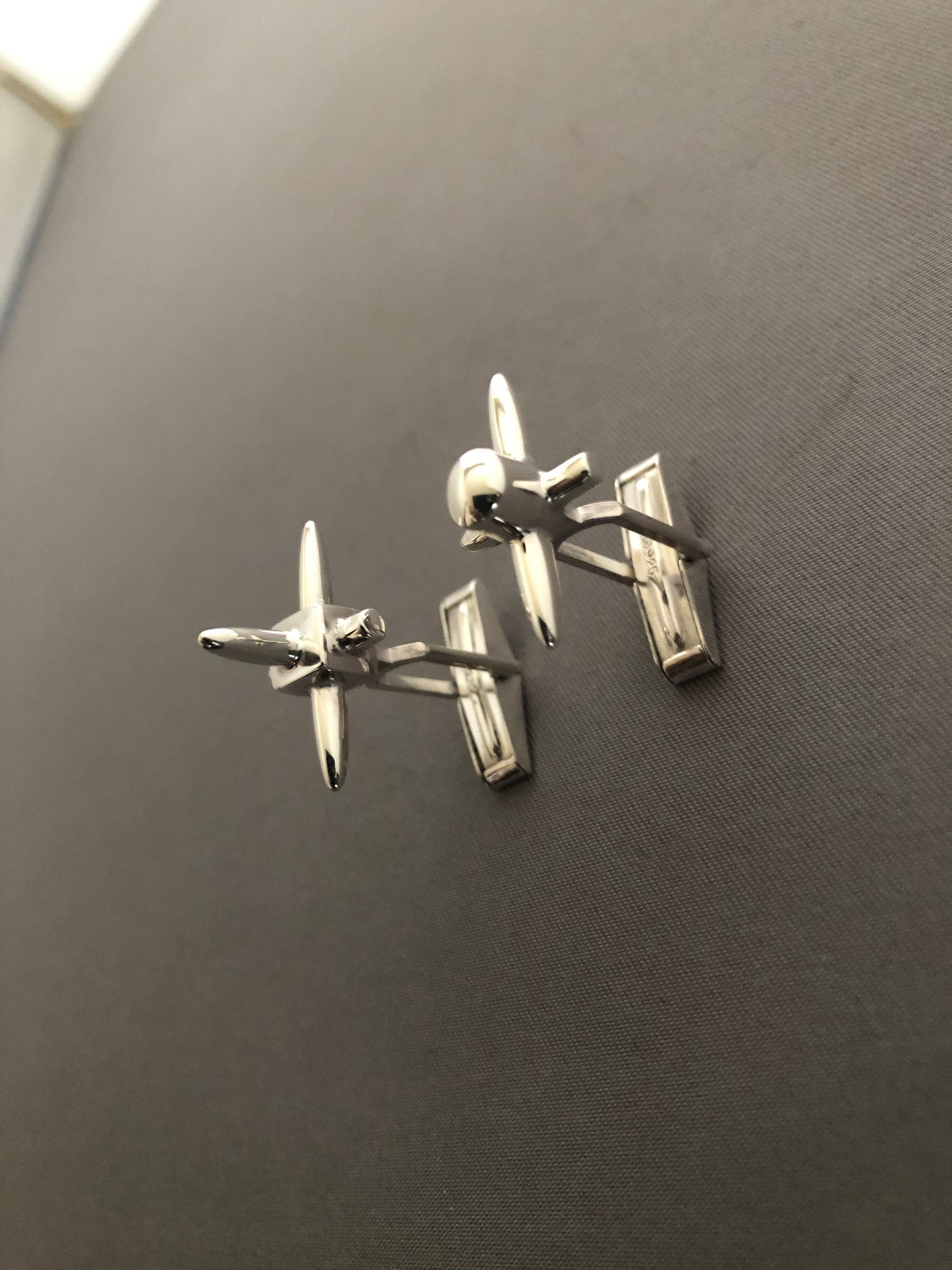 Solid silver spike cuff links