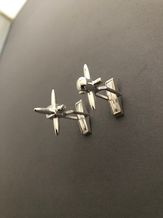 Solid silver spike cuff links