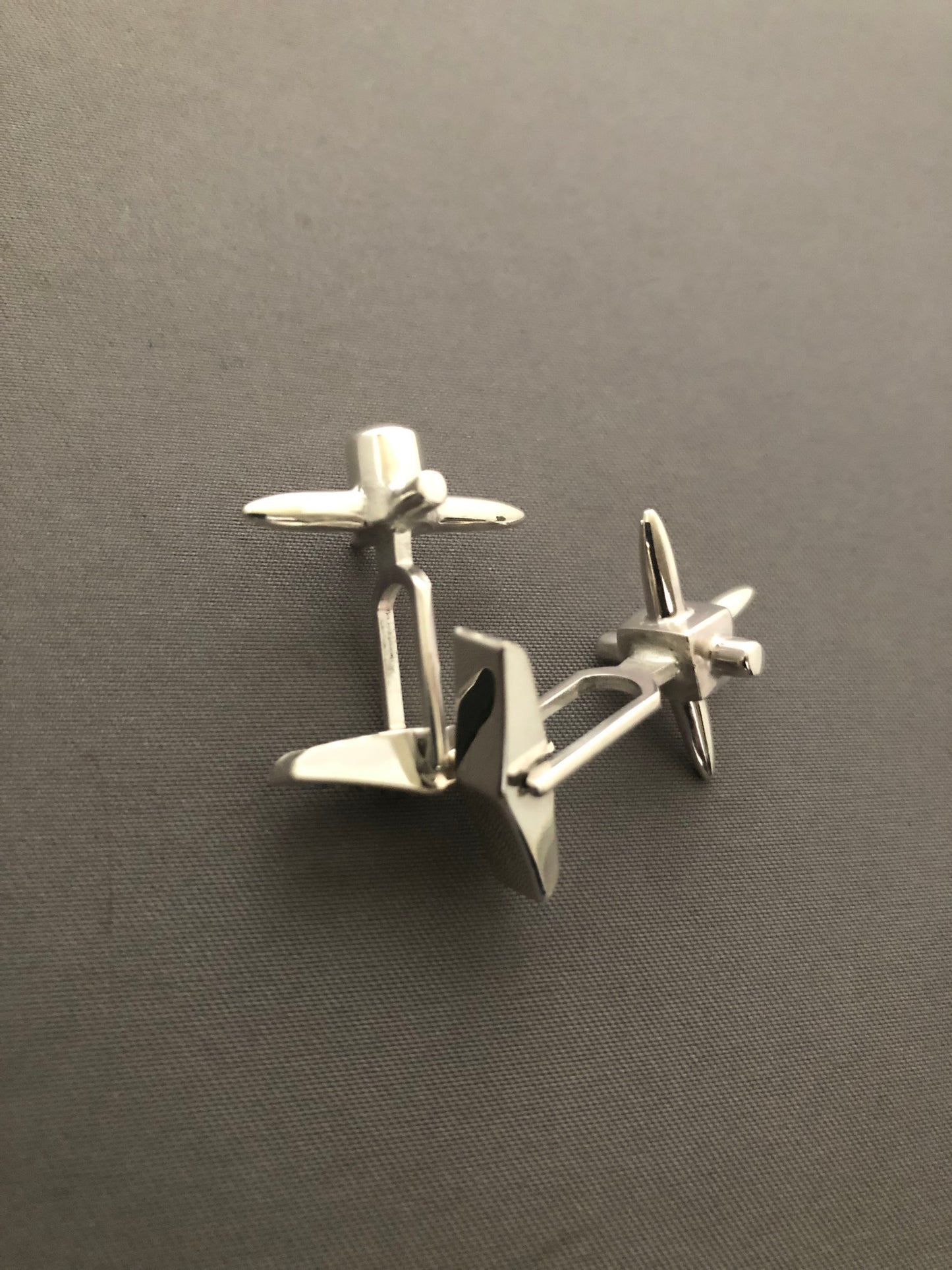 Solid silver spike cuff links