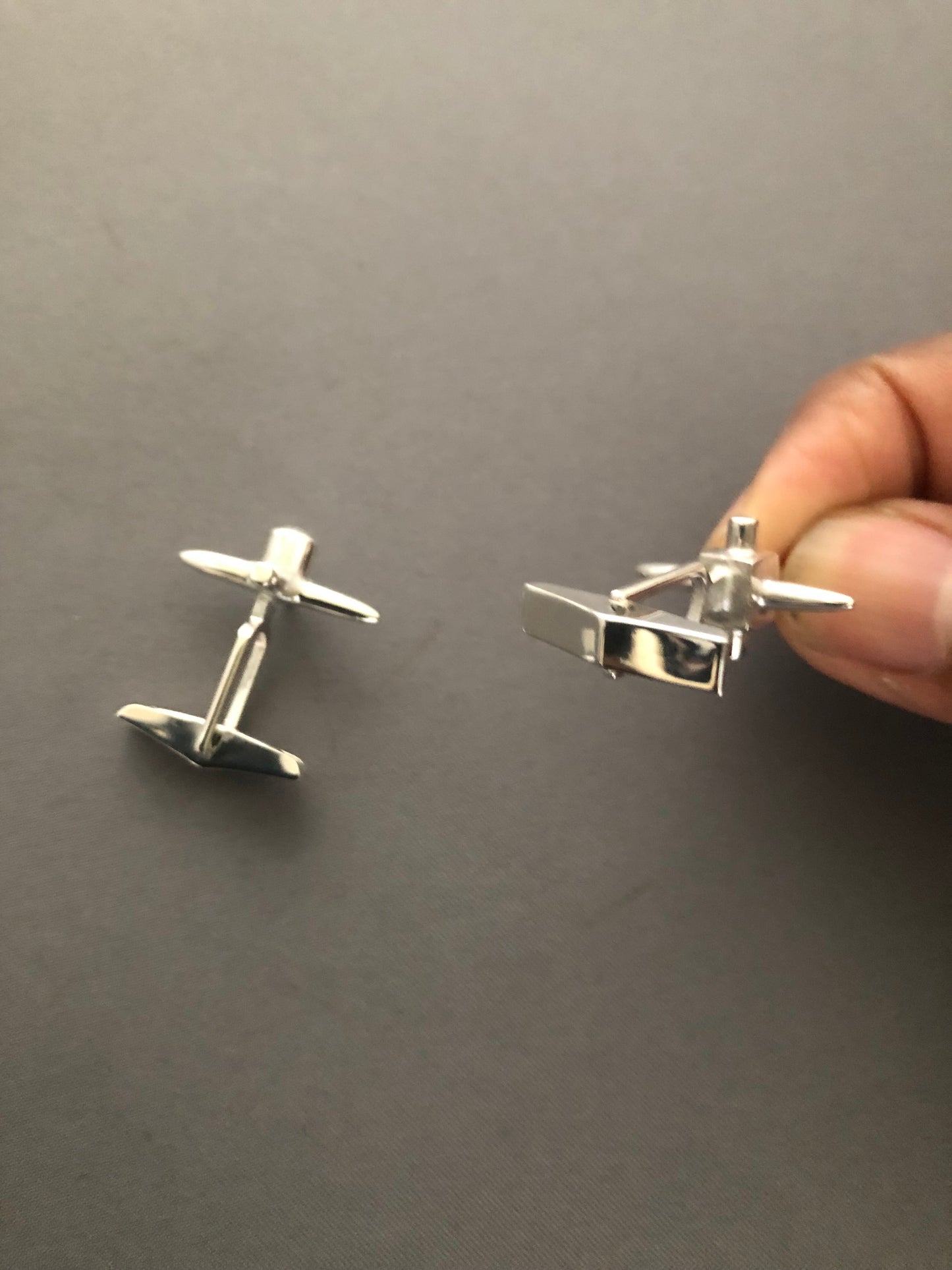 Solid silver spike cuff links