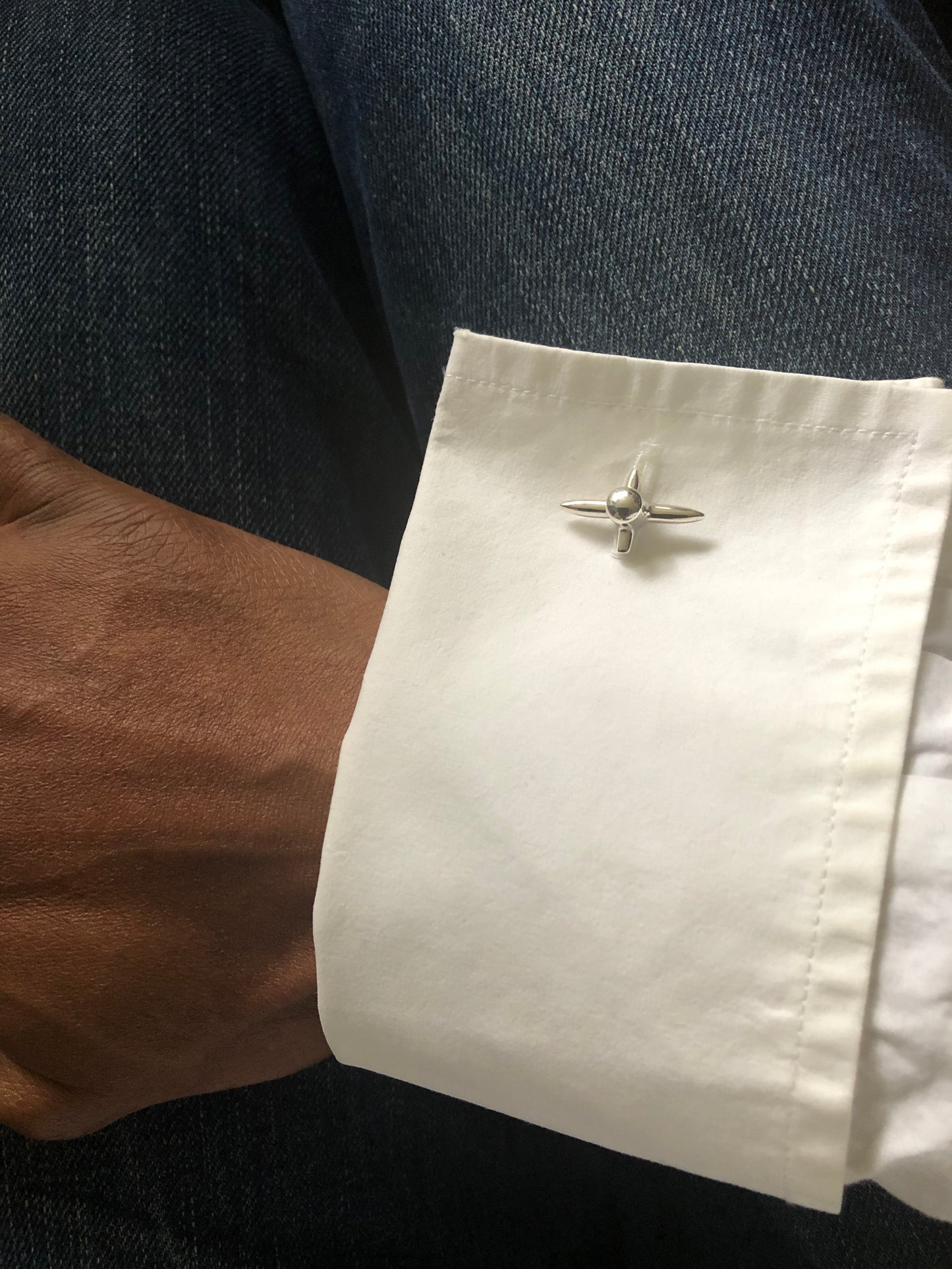 Solid silver spike cuff links