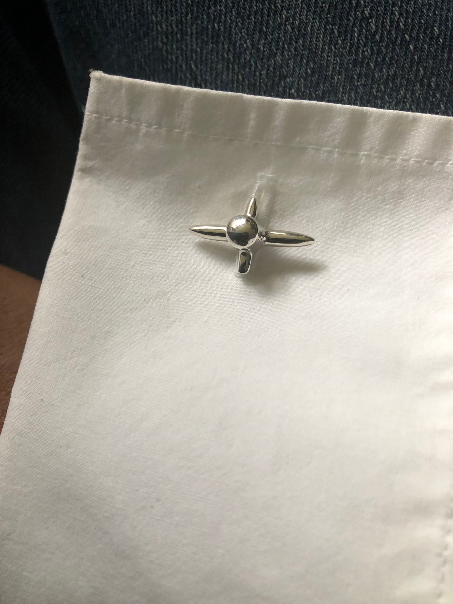 Solid silver spike cuff links