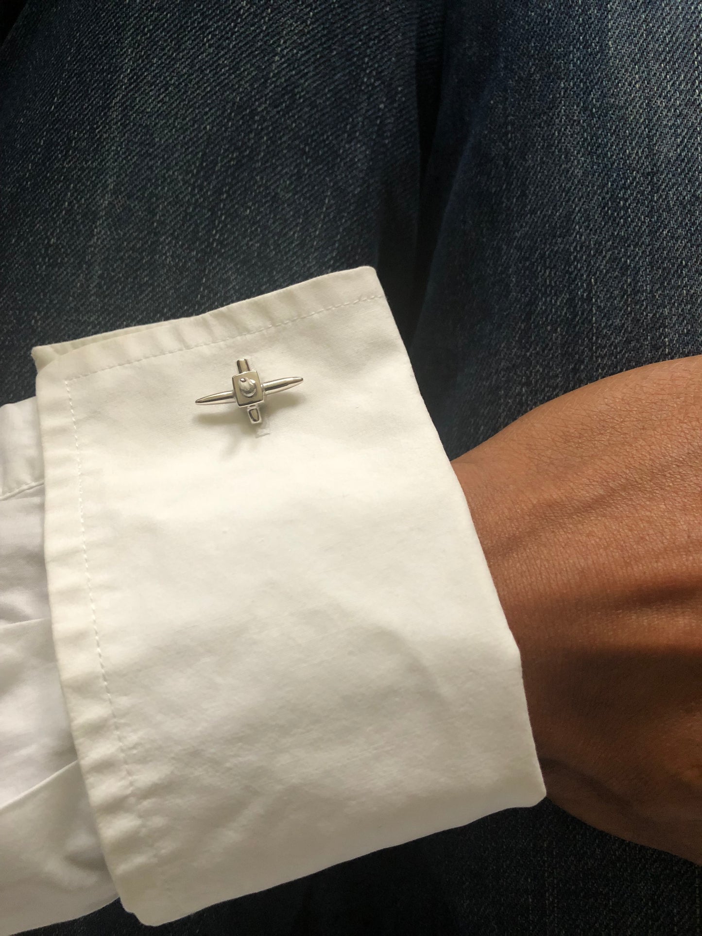 Solid silver spike cuff links