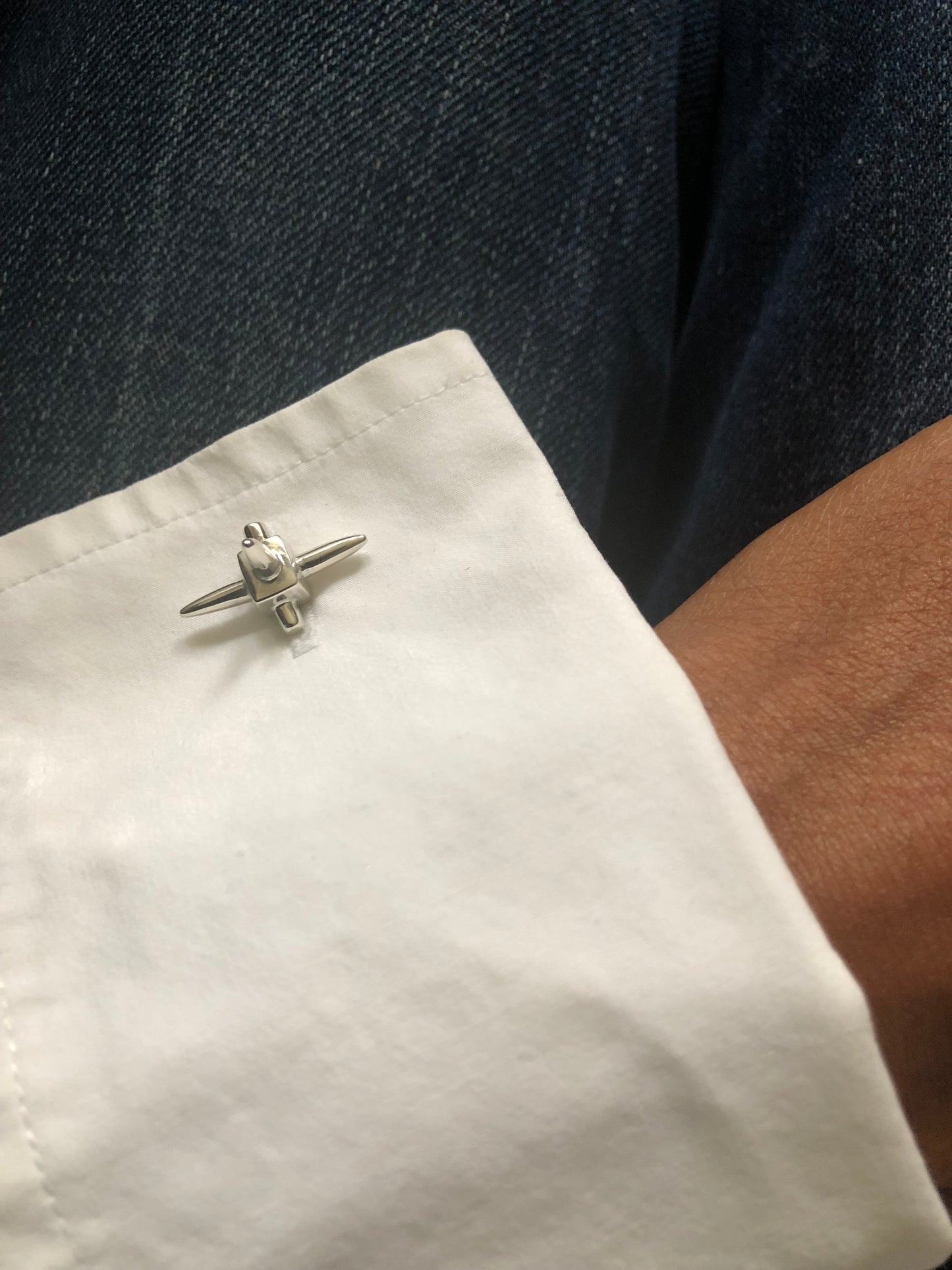 Solid silver spike cuff links