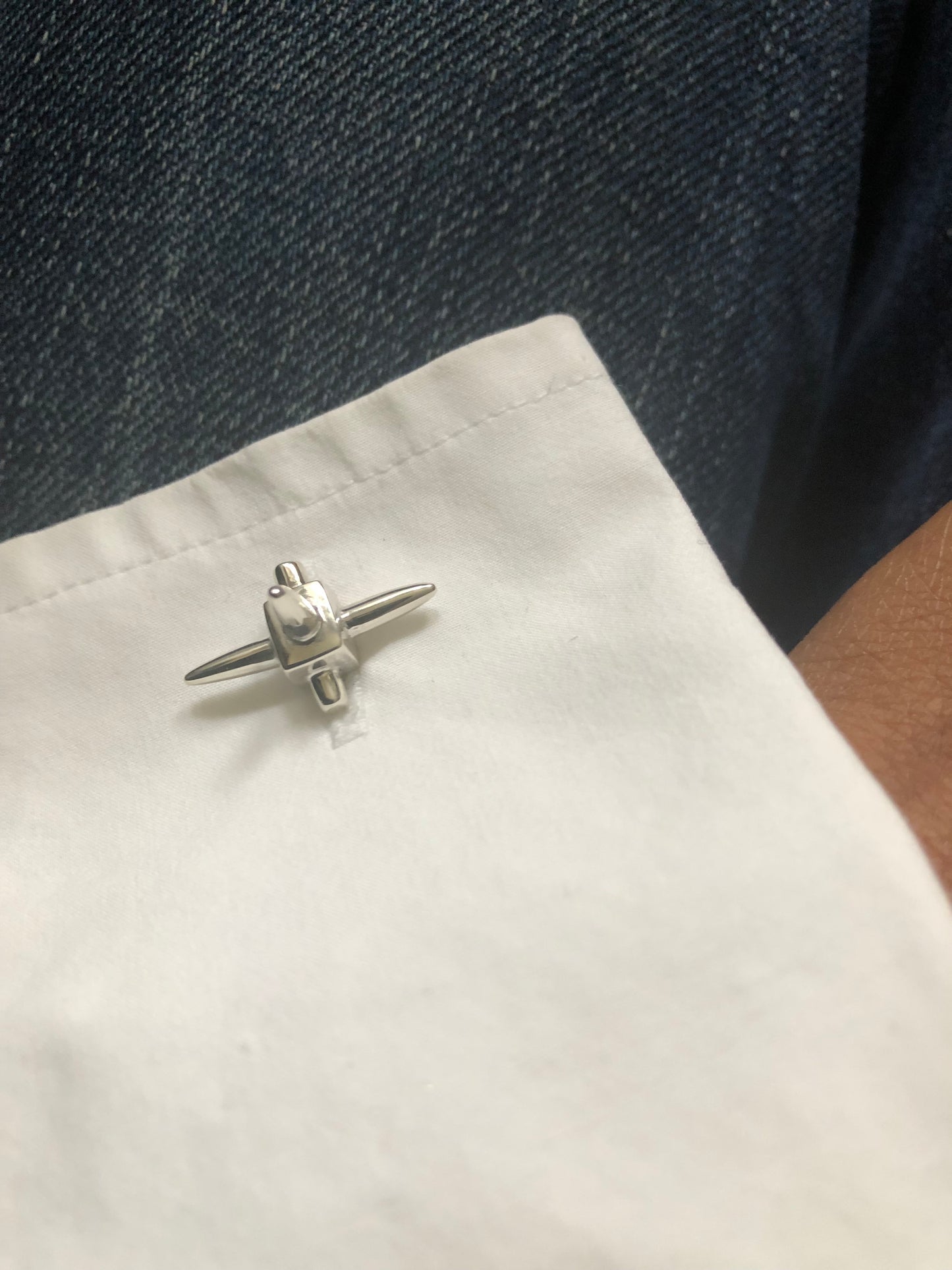 Solid silver spike cuff links