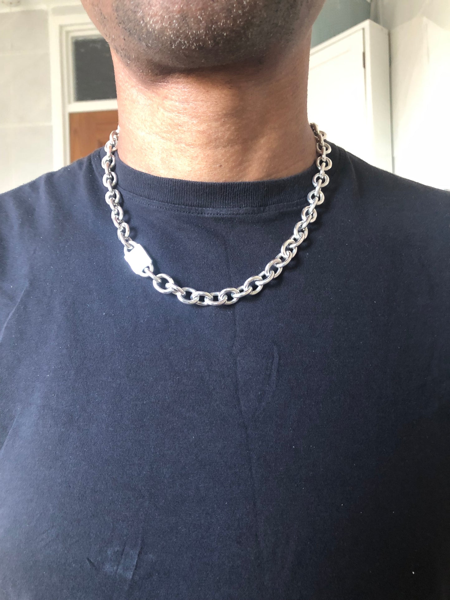 Heavy solid sterling silver large hallmarks chain
