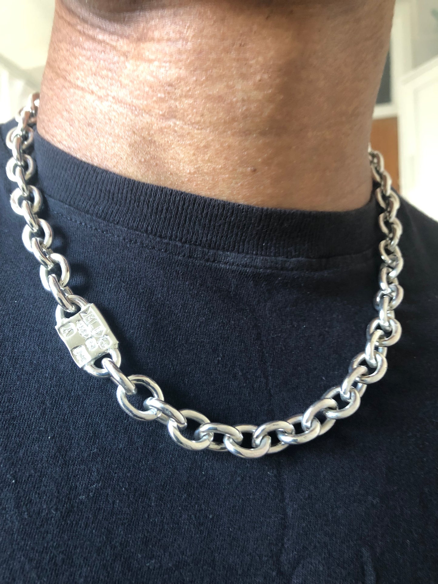 Heavy solid sterling silver large hallmarks chain