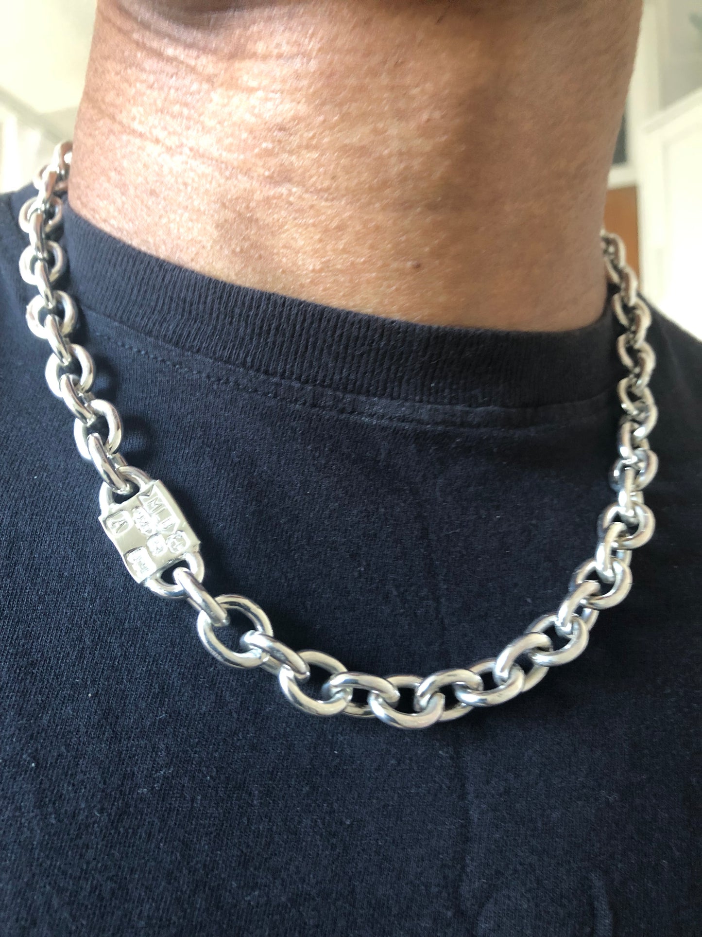 Heavy solid sterling silver large hallmarks chain