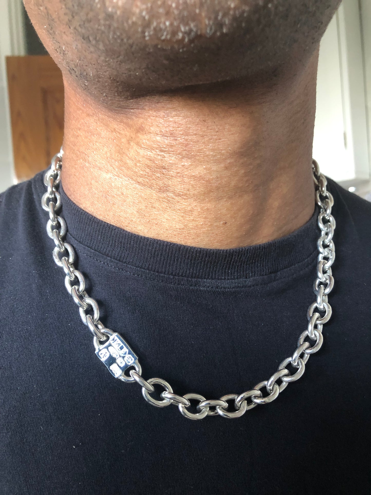 Heavy solid sterling silver large hallmarks chain