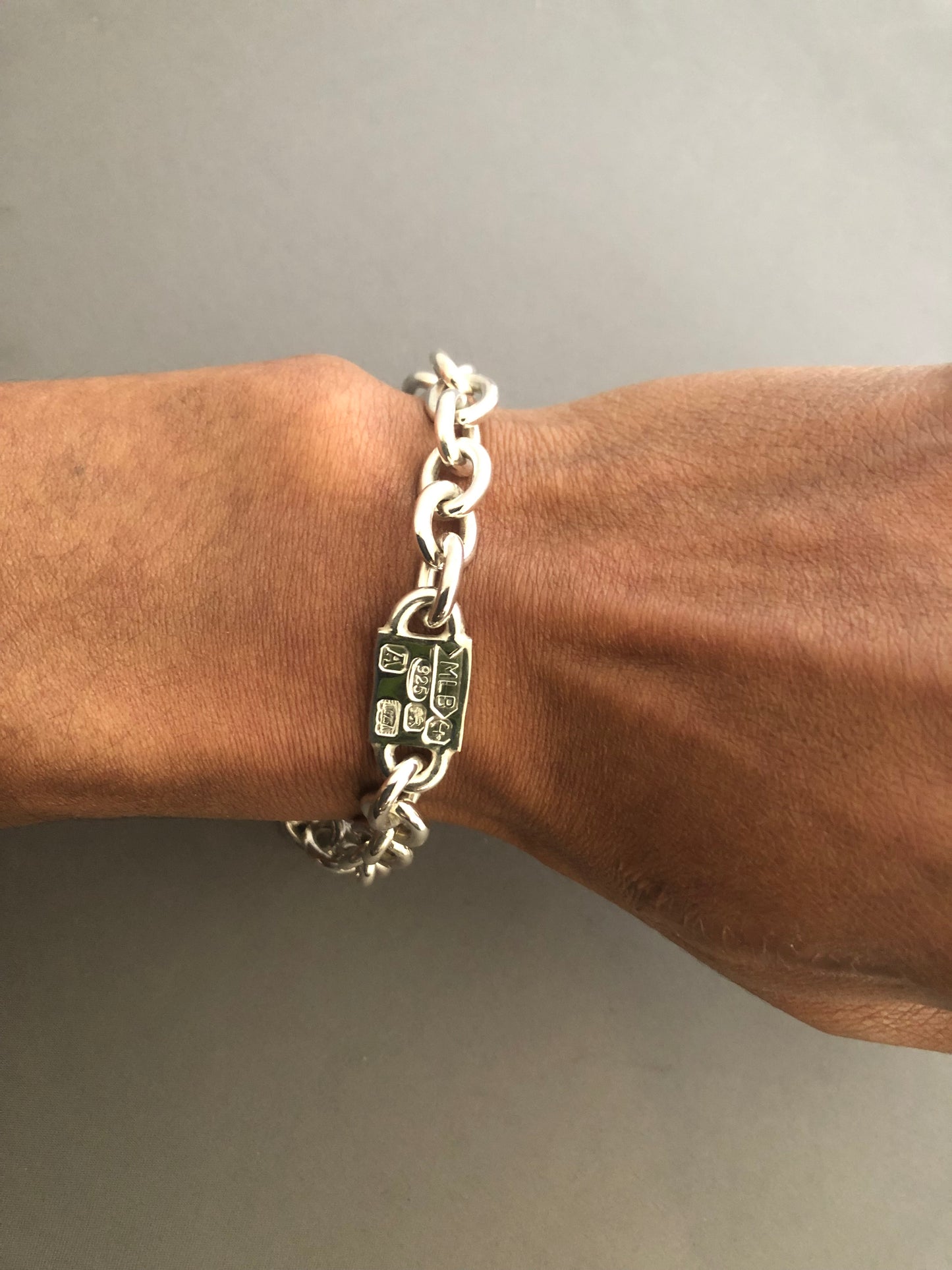 Heavy solid sterling silver large hallmarks bracelet