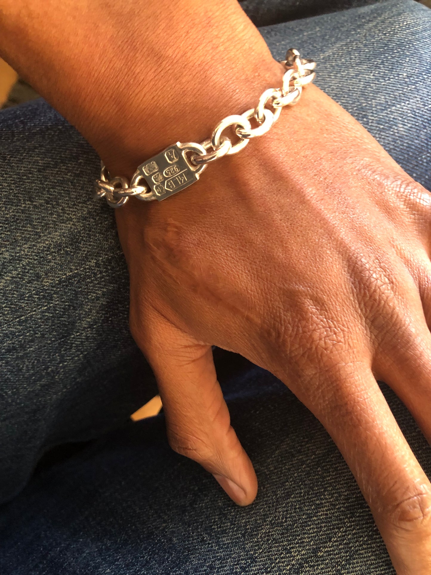 Heavy solid sterling silver large hallmarks bracelet